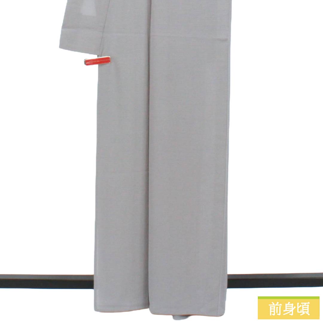 夏物 ポリエステル 色無地 Sランク 身丈163cm 裄丈65cm 薄墨色（うすずみいろ） 素無地 洗える着物 絽 グレー系 1132003312422