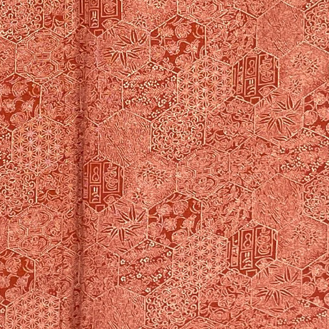 Komon, Length 164cm, Sleeve length 64cm, Awase, Butterfly and peacock feathers, Pure silk, S rank, Vermilion, 1115000572316