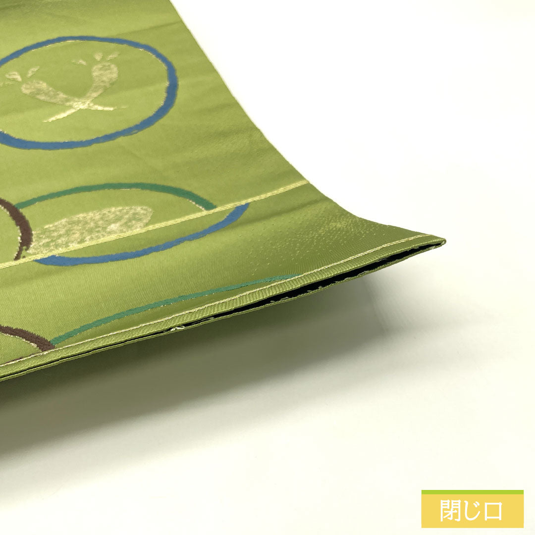 Fukuro Obi (sash), pure silk, grade A, willow brown, Nishijin weave, Shirayaen Oba, abstract pattern, length 434cm, six-fold, casual, green, 1123016593319