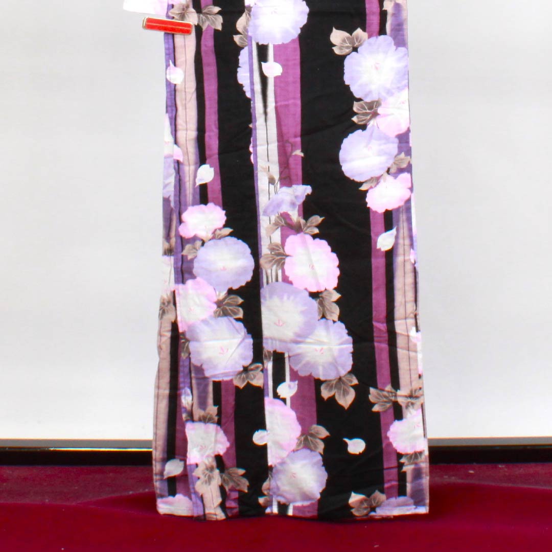 Yukata Black Morning Glory Cotton S Rank Single Layer Length 163.5cm Sleeve Length 62.5cm Black 1118004092410