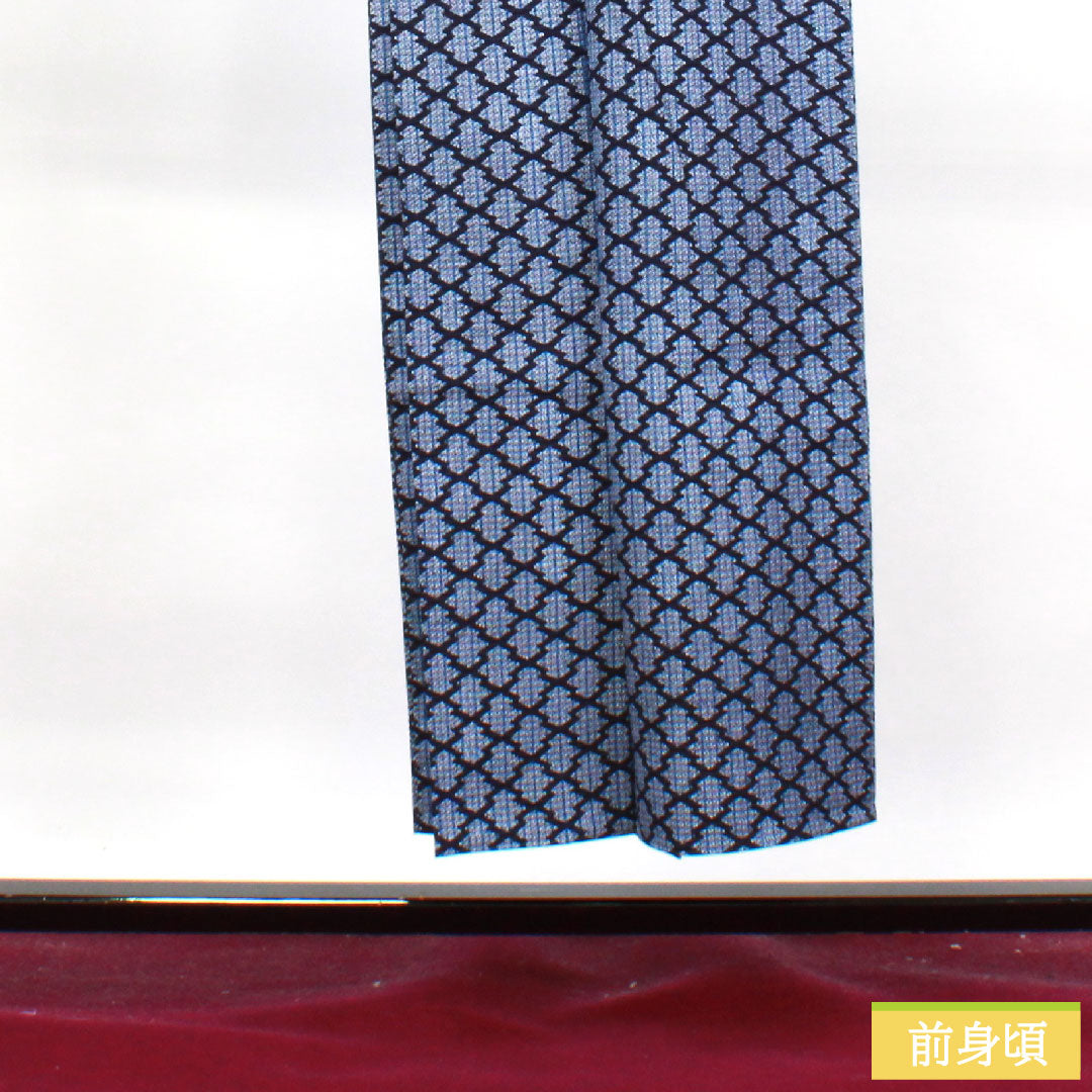 Yukata Cotton Length 149cm Sleeve length 61cm S rank Single layer Navy Deep navy Ripple Geometric pattern 1118004502118