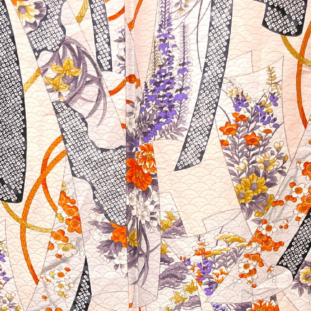 Small pattern, length 170cm, sleeve length 65cm, lined, cherry blossom color, washable kimono, floral pattern, poly, S rank, pink 1115002622613