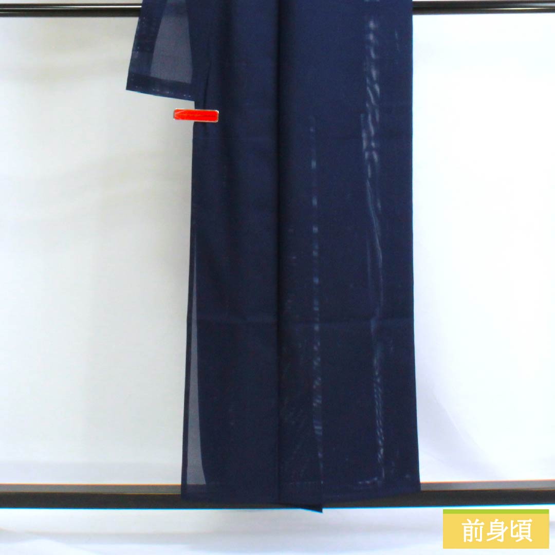 Summer Solid Color Polyester Kimono, S Rank, Length 154.5cm, Sleeve Length 62cm, Washable, Navy Blue, Silk, Item Number 1132003112218