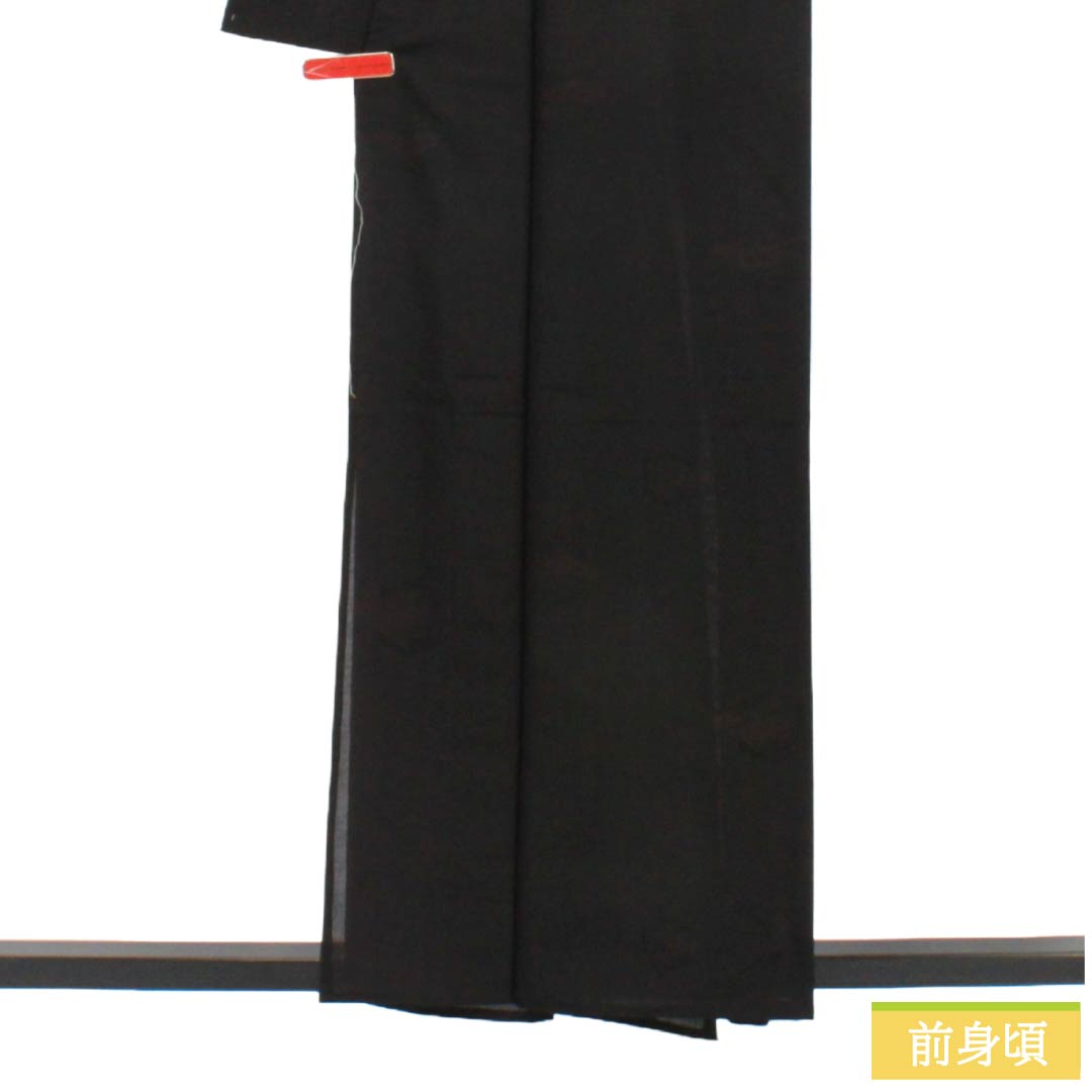 夏物 ウール 小紋 Sランク 身丈157.5cm 裄丈66.5cm サマーウール 亀甲 松 紗 黒系 1132004482310