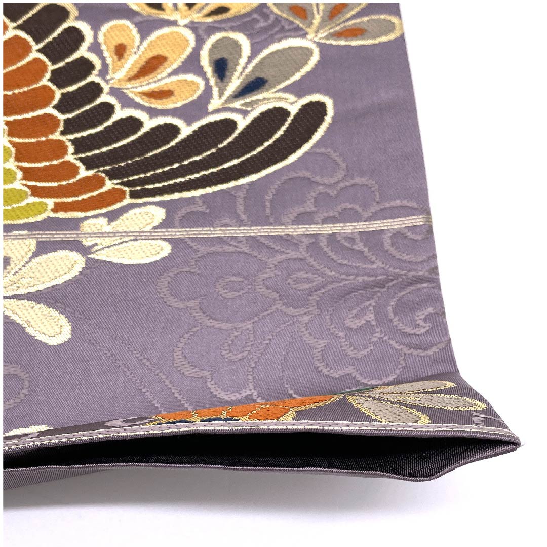 Fukuro Obi (light purple obi) for long-sleeved kimono, Shirayaen Oba, bird and flower, obi length 427cm, pure silk, S rank, six-pass, formal, purple, 1123009482320