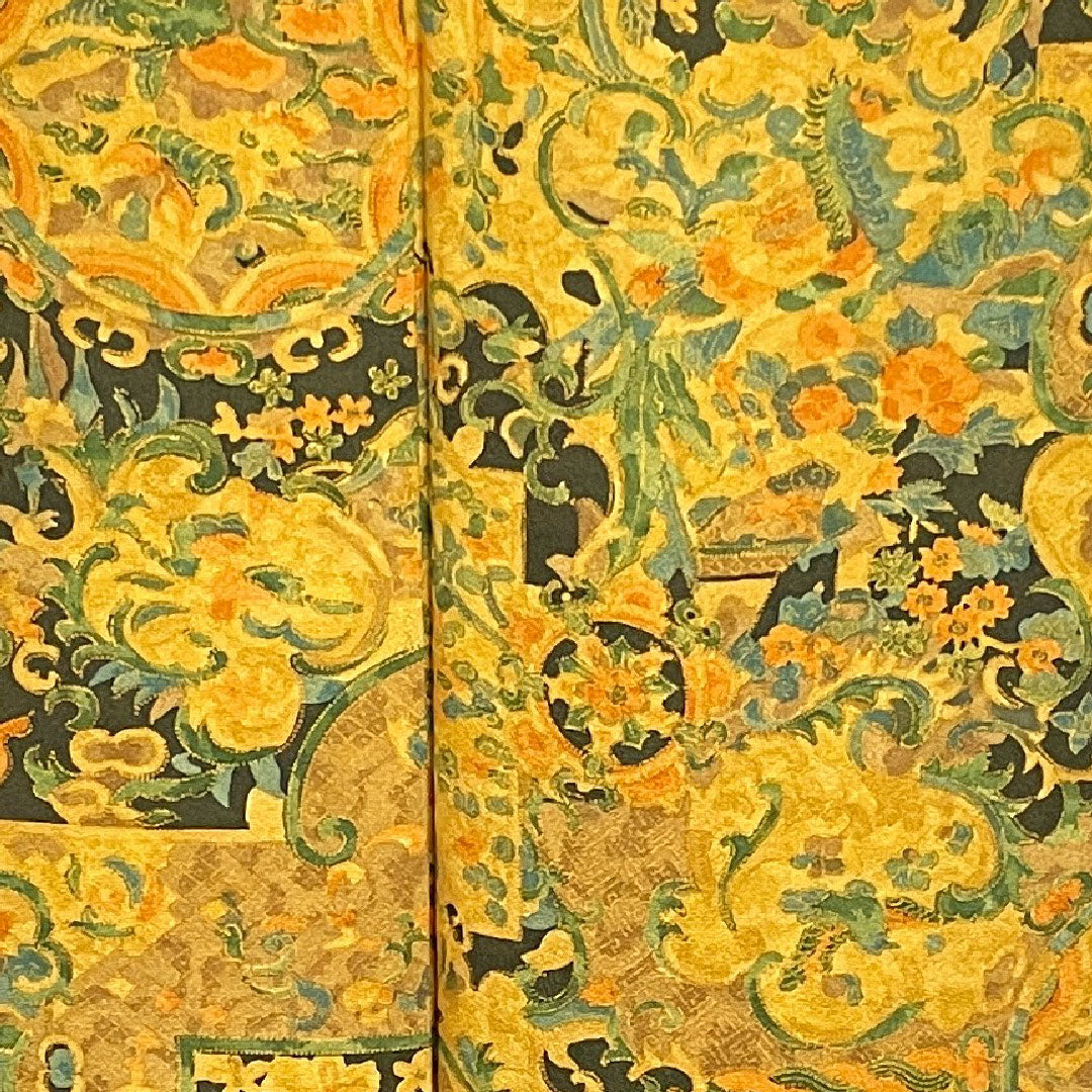 Komon, Length 151cm, Sleeve length 57cm, Awase, Ochre, Sarasa pattern, Pure silk, S rank, Yellow 1115002442223