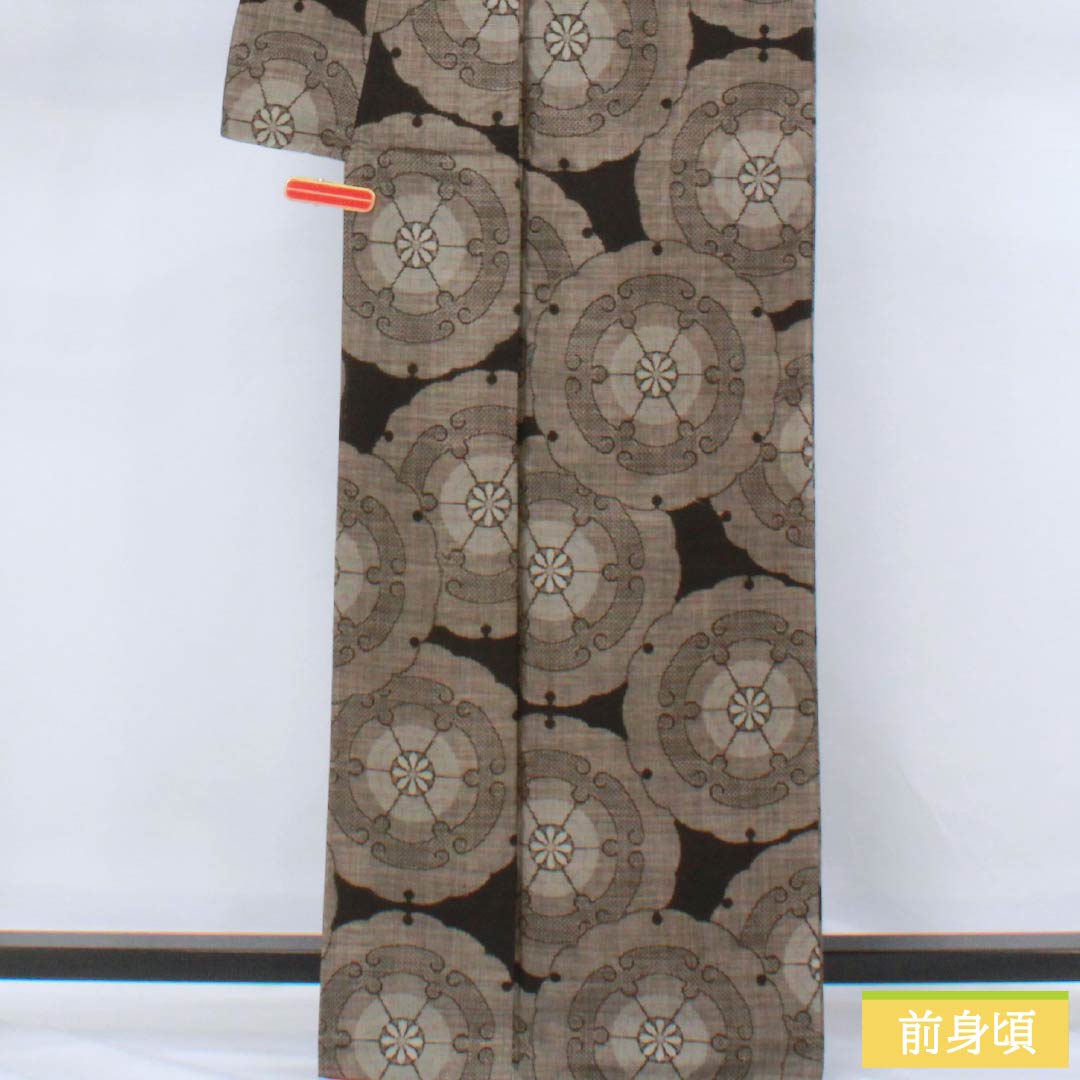Genuine Oshima Tsumugi Silk, Grade A, Length 166cm, Sleeve Length 68cm, Chestnut Color, Single-Sided, 9-Mark, Lined, Brown, Product Number: 1116004183514