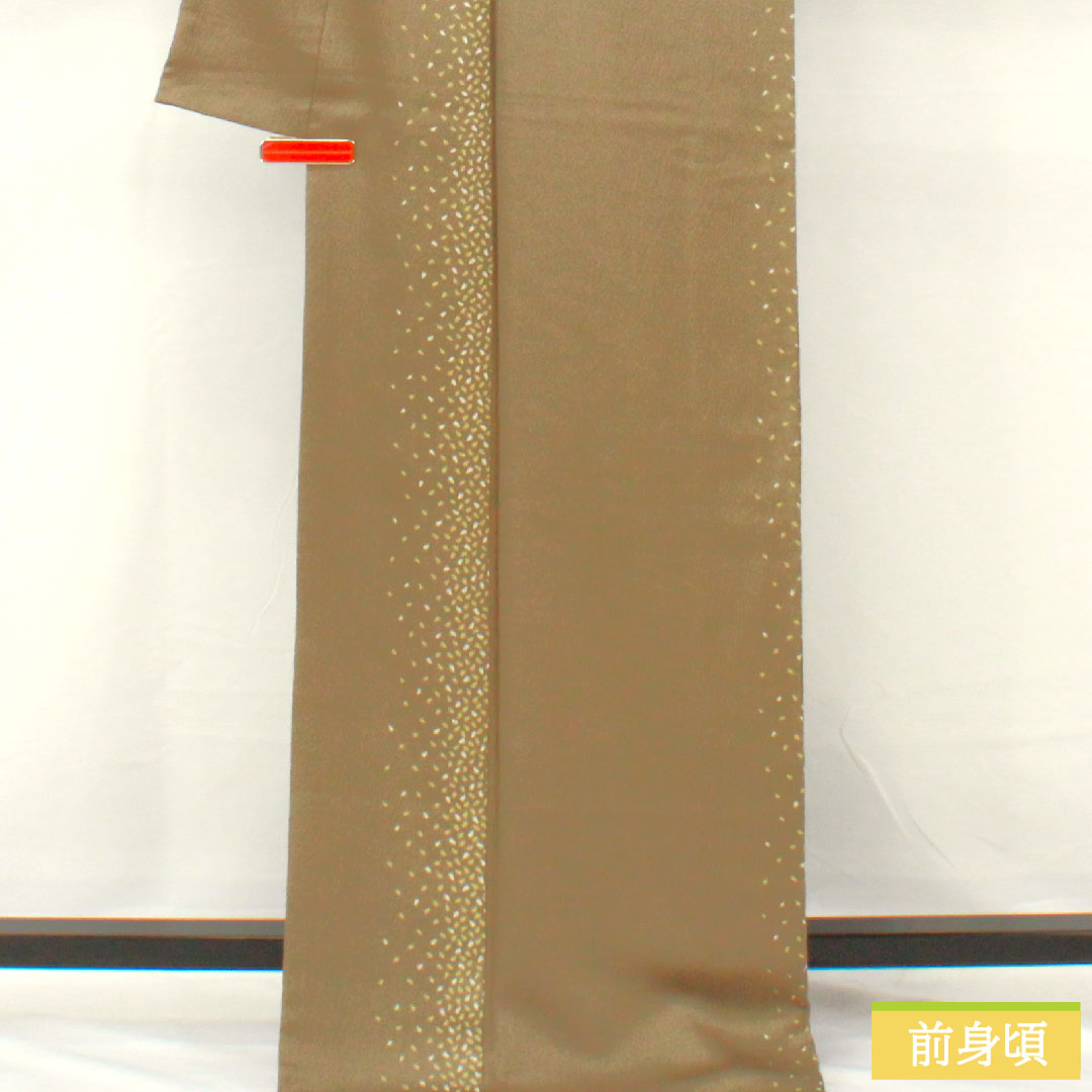 Komon, pure silk, length 170.5cm, sleeve length 66.5cm, lined, sand color, scattered petals, A rank, gray, 1115004703622