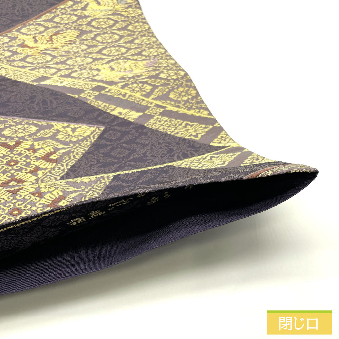 Fukuro Obi (sash), pure silk, S-rank, Kageyama Orimono, Nishijin-ori, Hakuya Seibei, Colorful Tenmoku, World of Shimotori Shinobi, 442cm long, six-pass, formal, purple, 1123016662320