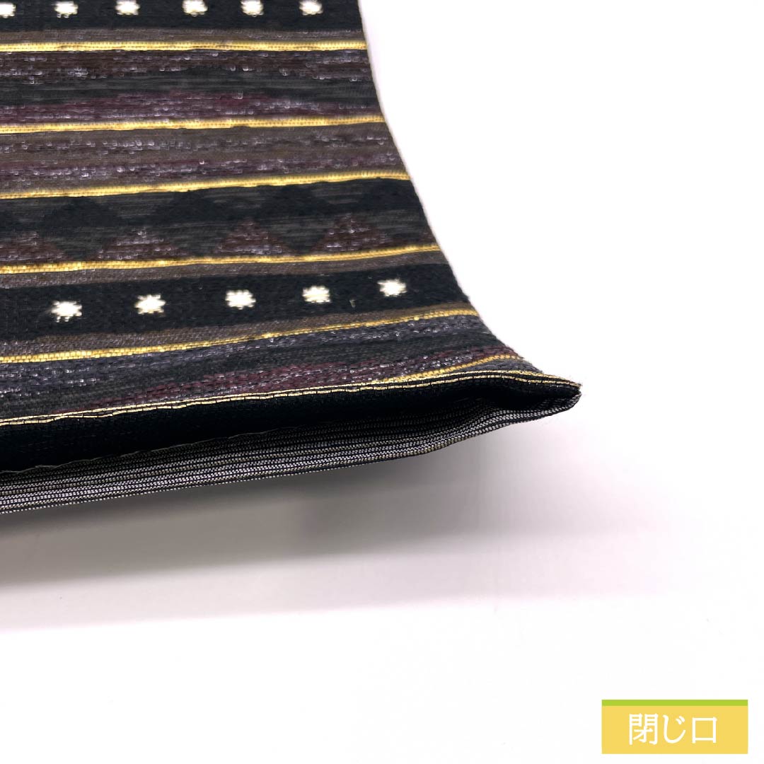 Pure silk obi with horizontal stripes and a geometric pattern, length 444cm, S rank, six-fold obi, semi-formal, gradient pattern, product number 1123014832399
