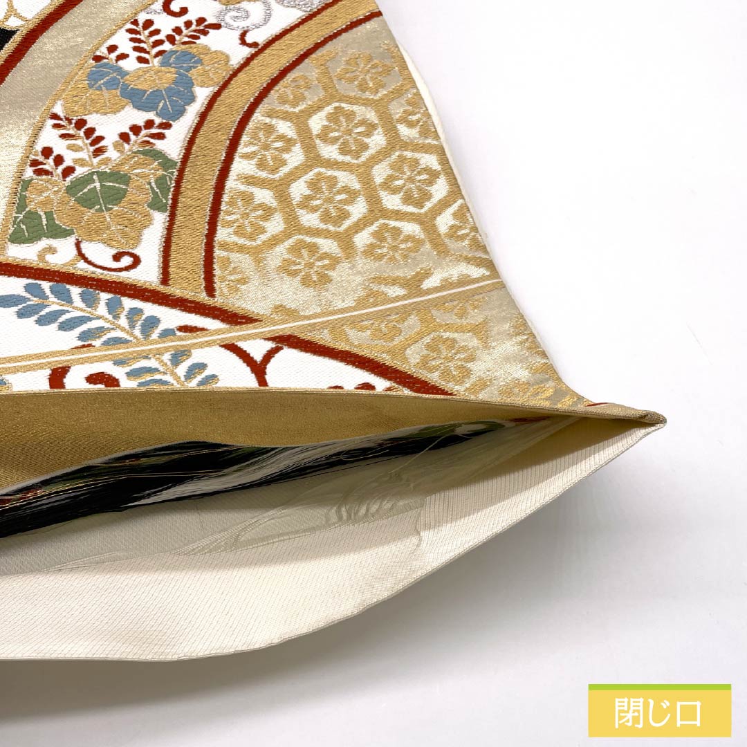 （未仕立）袋帯 正絹 Aランク 亀甲 振袖用 吉祥文様 桐  帯丈420cm 六通 フォーマル 金系 1123014203321