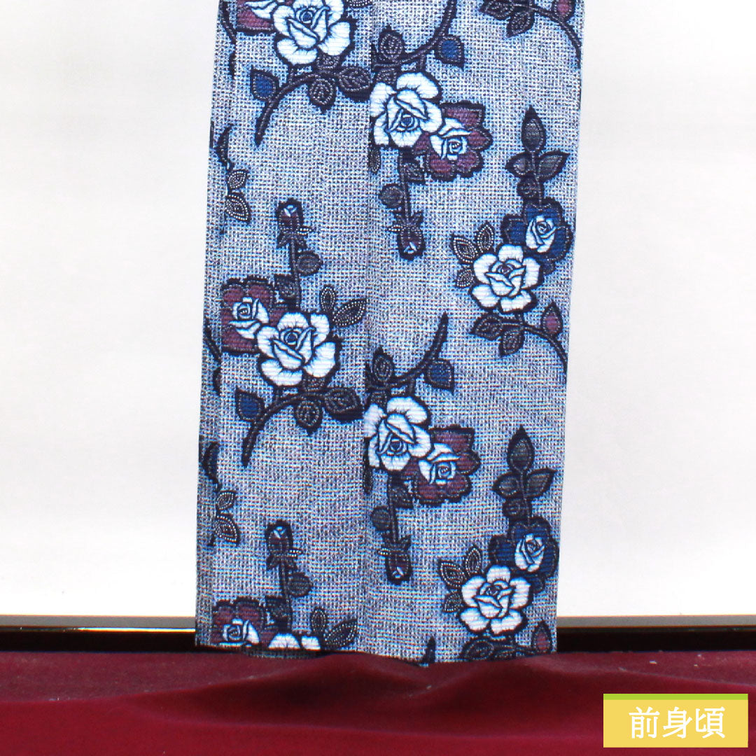 Yukata Cotton Length 155cm Sleeve length 63cm A rank Single layer Navy Deep navy Ripple Rose 1118004582318