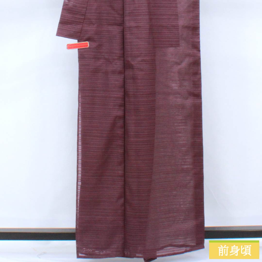 夏物 ポリエステル 色無地 身丈160.5cm 裄丈67cm 二人静色（ふたりしずかいろ） 洗える着物 居敷当て うそつき襦袢 絽 Sランク 紫系 1132002532420