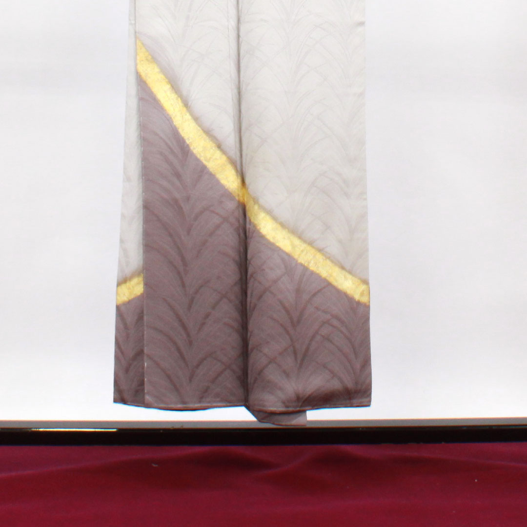 Homongi, pure silk, lined, length 150cm, sleeve length 62cm, Kumoi gray, Daiomatsu, artist's work, with basting thread, unused, S rank, gray, 1112002892122
