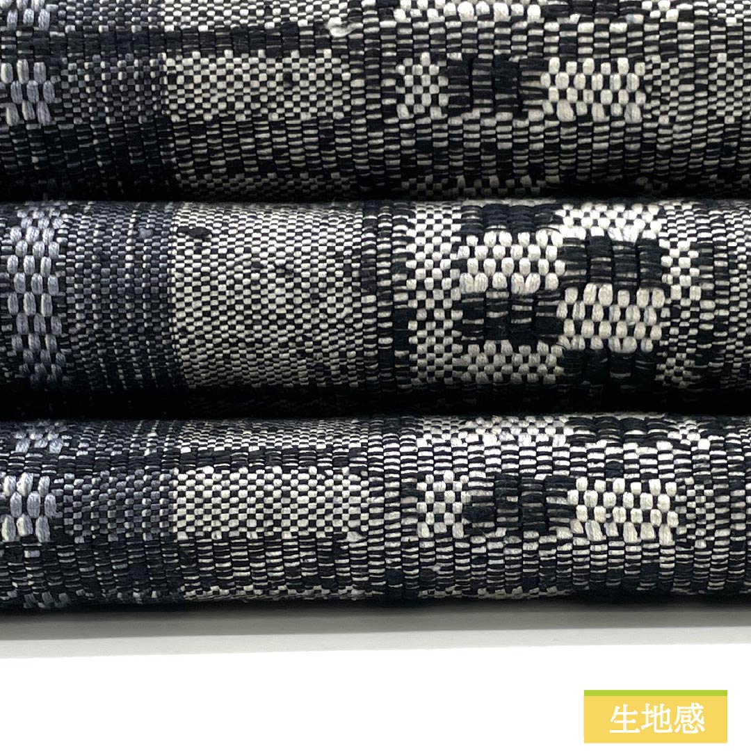 Nagoya obi, check pattern, pongee fabric, obi length 358cm, pure silk, S rank, six-pass, casual, monotone, 1124007282327, open-fitting