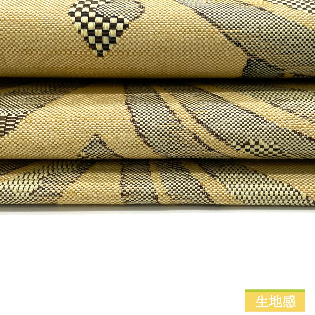 Nagoya obi, straw color, abstract pattern, obi length 361cm, polyester, S rank, six-pass, casual, yellow, 1124007562323, Nagoya style