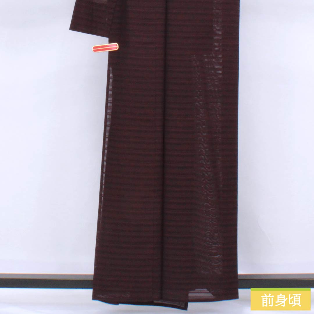 Summer pure silk plain kimono, length 159cm, sleeve length 64.5cm, "Futari Shizukairo" (Futari Shizukairo) pattern, A-rank, purple, 1132002733320