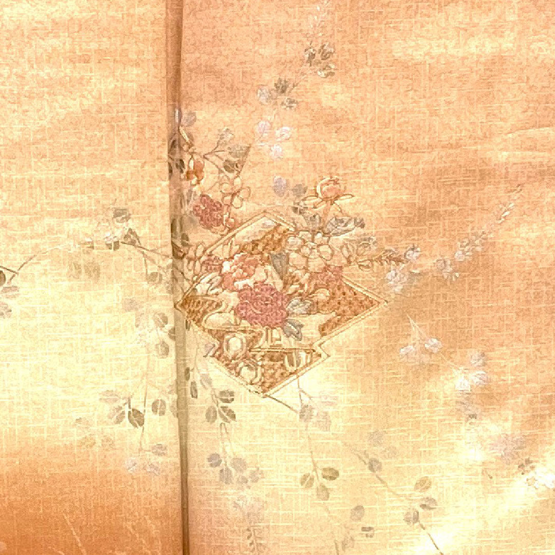 訪問着 袷 身丈158.5cm 裄丈64cm 刺繡 正絹 Aランク ピンク系 1112001193313