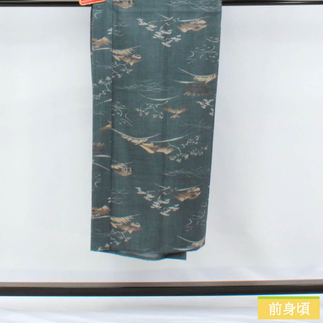 男物長襦袢 ウール Aランク 身丈142cm 裄丈66cm 納戸鼠色（なんどねずいろ） 茶屋辻 単衣 グレー系 1140000683422