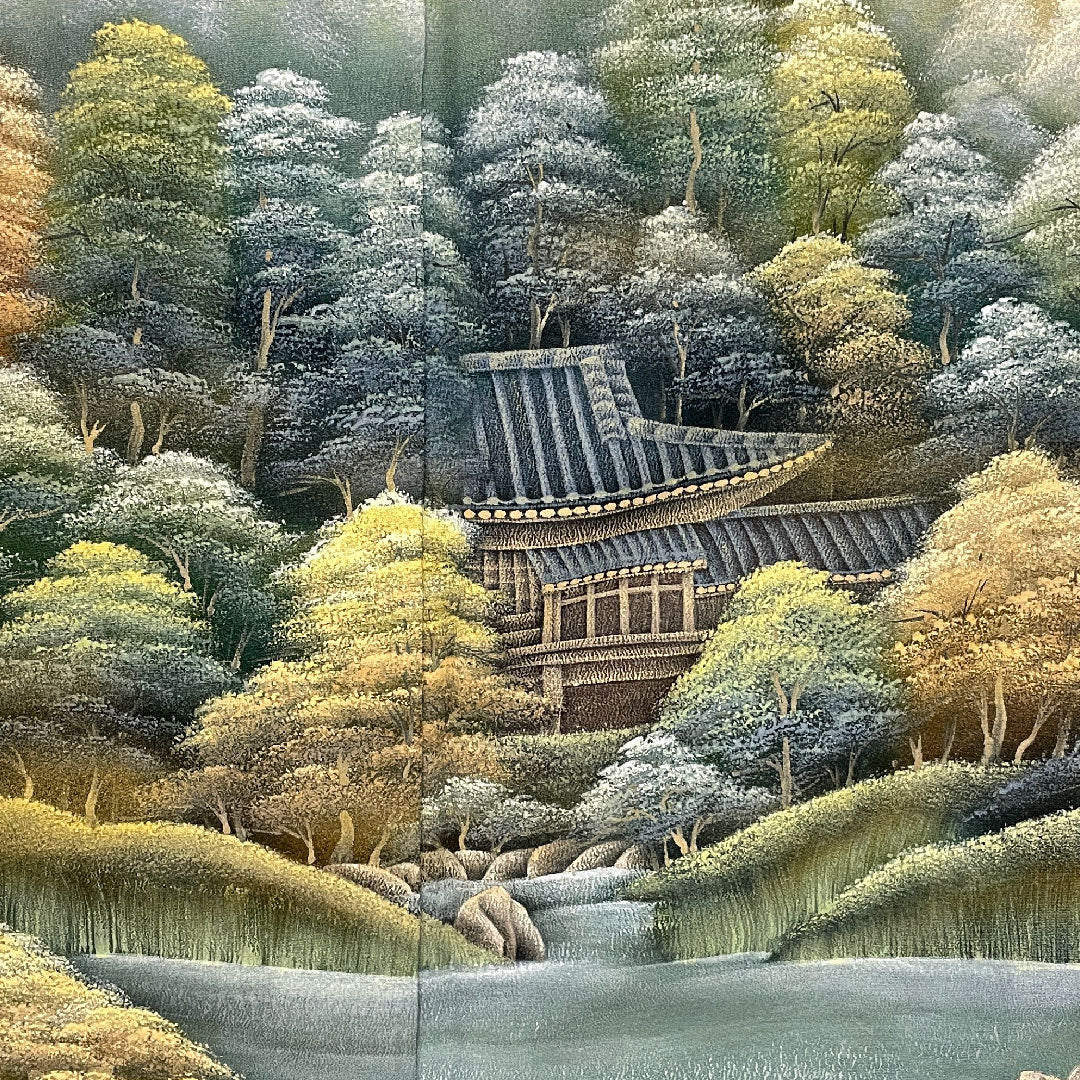 Black formal kimono, length 167cm, sleeve length 68cm, lined, landscape painting, artist's work, pure silk, A rank, five crests, black, 1111000083510
