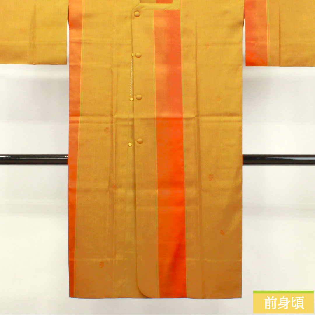 道行コート 正絹 身丈122.5cm 裄丈64cm 唐金色（からかねいろ） 抽象模様 Sランク 単衣 黄系 1117001012923