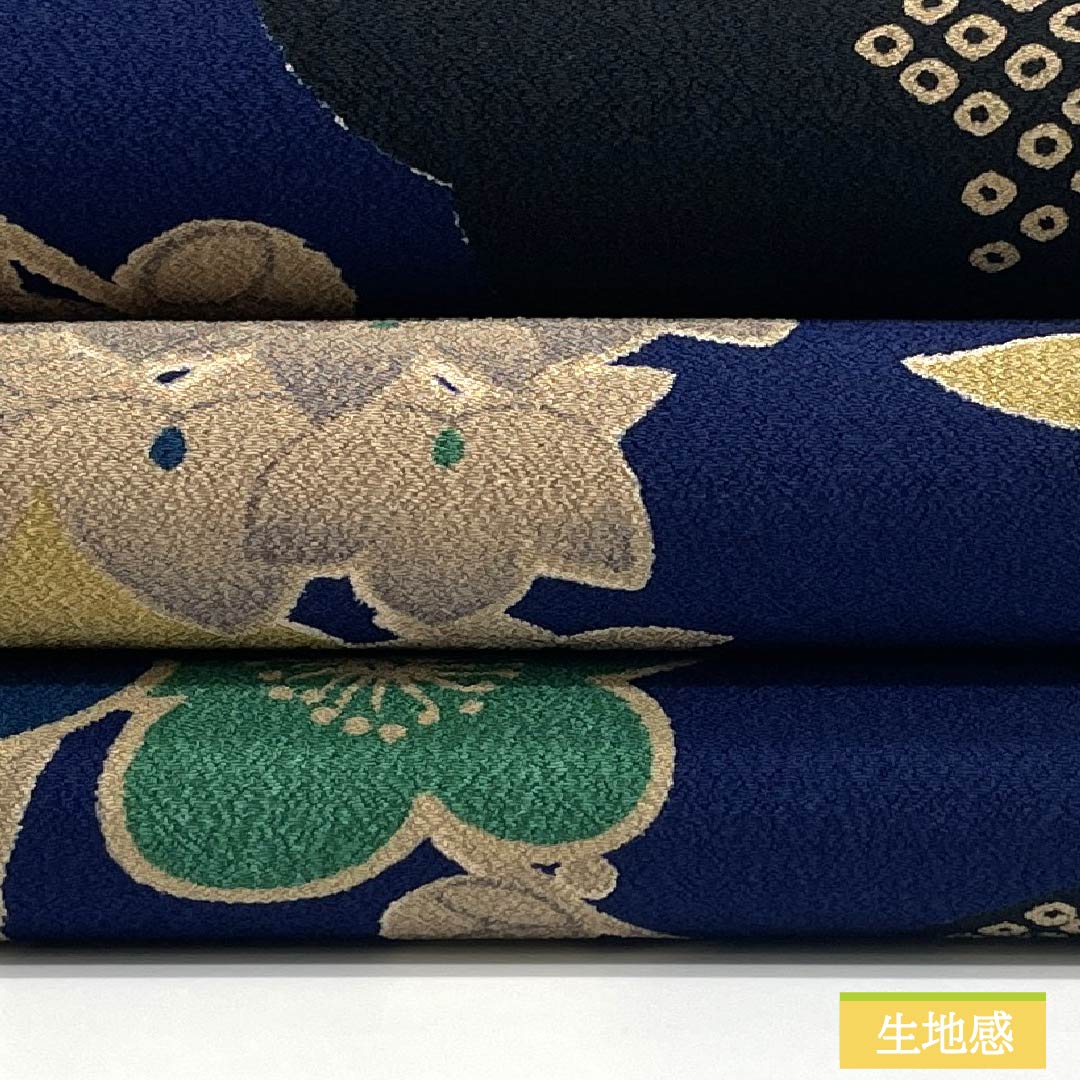 (Kyoto Fukuro Obi) Nagoya Obi, Polyester, Grade A, Rurikon (Blue), Reversible, Dyed Obi with Snow Ring Pattern, Length 396cm, Six-Ply, Casual, Blue, Item Number 1124011033417, Open-Leg Style