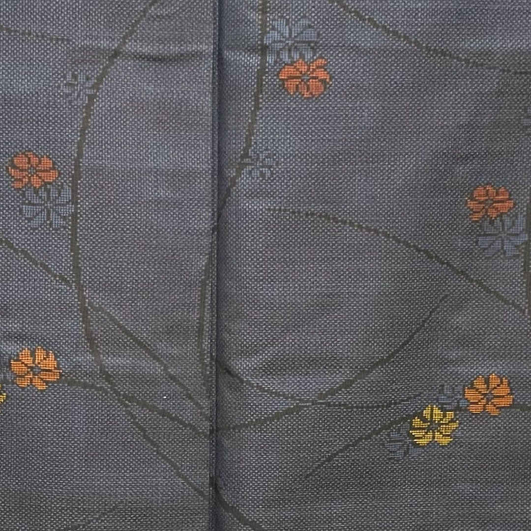 大島紬 身丈159.5cm 裄丈62.5cm 経緯絣 花模様 正絹 Sランク 袷 紺系 1116001812318