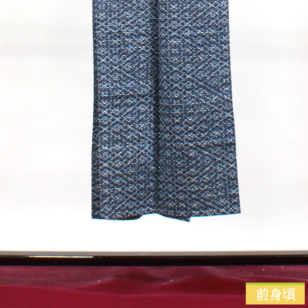 メンズ浴衣 木綿 身丈142.5cm 裄丈63cm Aランク 単衣 紺系 濃紺色（のうこんいろ） 幾何学模様 1118004973418