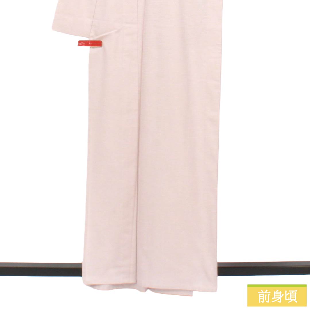 夏物 ポリエステル 色無地 Sランク 身丈159cm 裄丈63.5cm 蒼白色（そうはくしょく） 洗える着物 素無地 絽 ピンク系 1132004072313