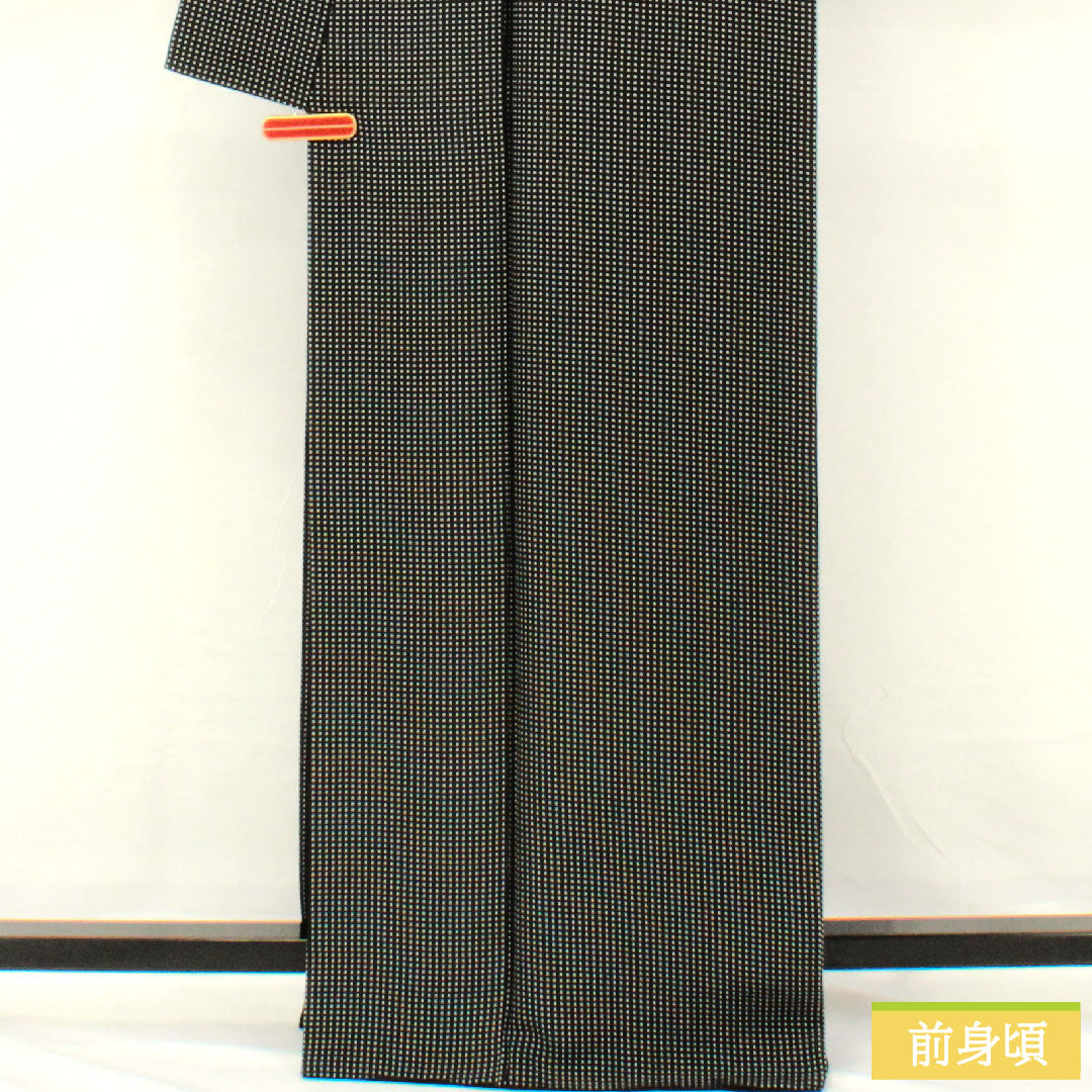 Komon, pure silk, length 165.5cm, sleeve length 66cm, lined, geometric pattern, A rank, black, 1115004713510