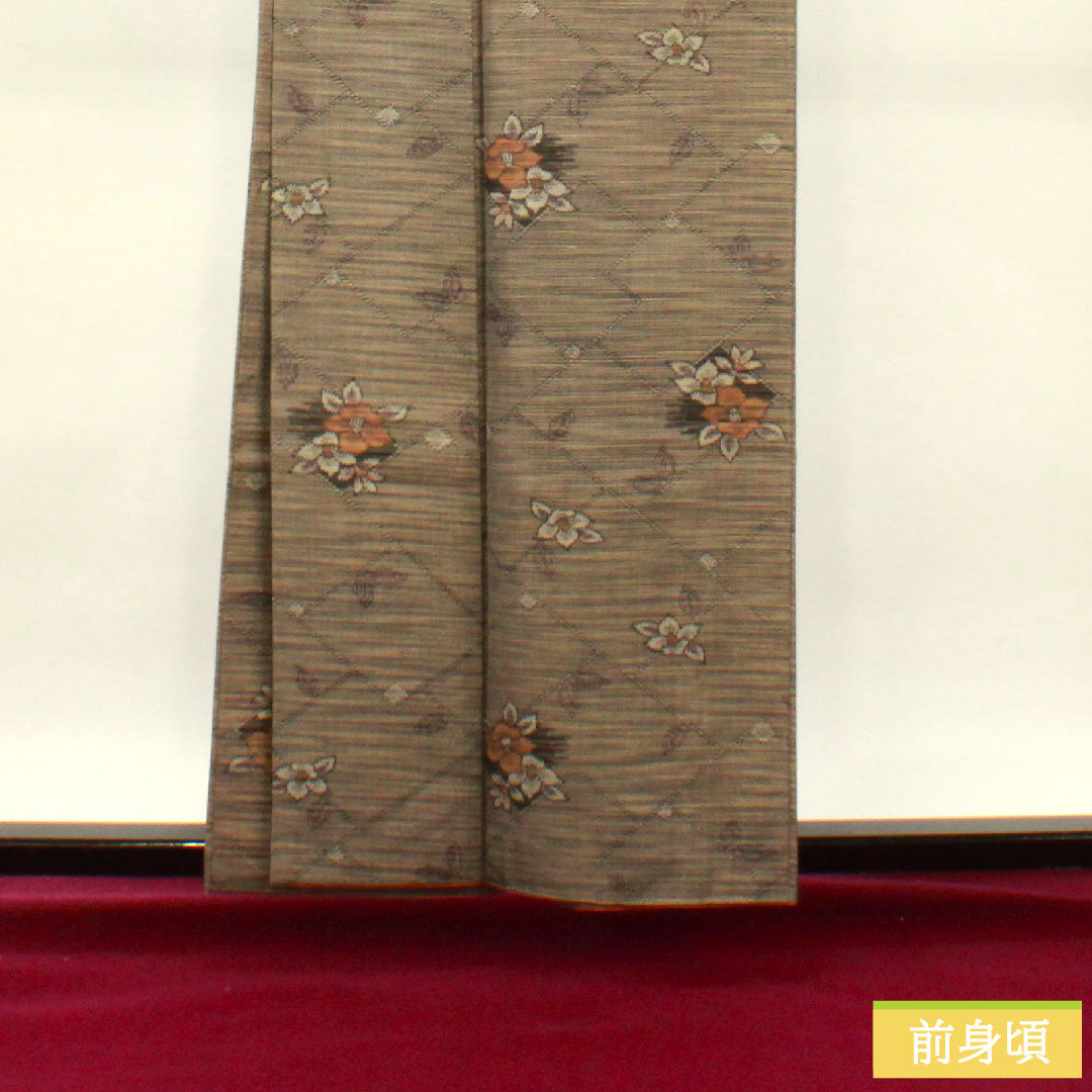 Murayama Oshima, pure silk, length 159.5cm, sleeve length 65cm, ensemble, S rank, lined, gray, 1116003272322