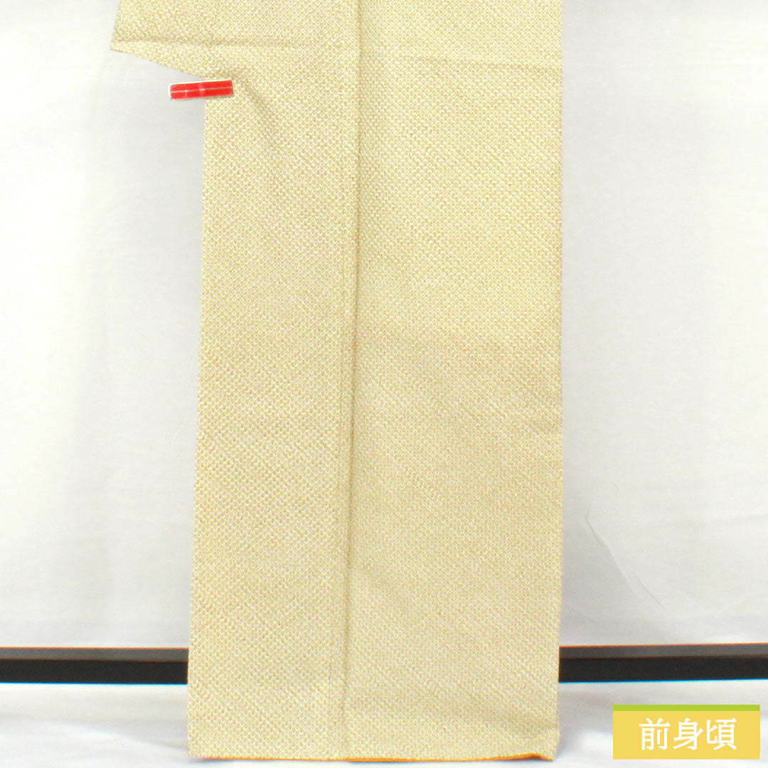 Small pattern, polyester, length 167cm, sleeve length 68cm, lined, light indigo, washable kimono, dyed Hikita, with basting thread, unused, S rank, green, 1115004792519