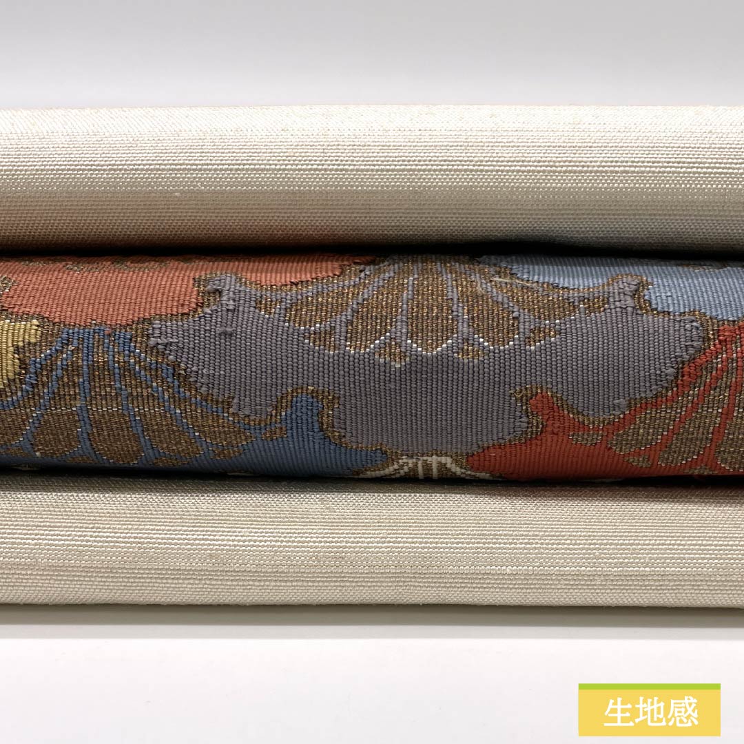 Nagoya obi, natural color (kinariiro), pongee fabric, Yukiwa Seigaiha pattern, obi length 351cm, pure silk, S rank, point pattern, casual, cream color, 1124008212315, Nagoya style