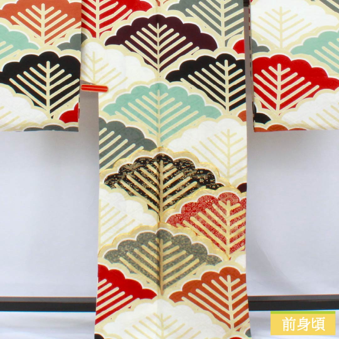 Furisode Kimono (Sleeve Kimono) - Pure Silk, S-Rank, Length 171.5cm, Sleeve Length 68cm, Lined, Pine Pattern, Rinz (Rinzu) Fabric, Diamond Guard Processing, Gradient Pattern, Product Number: 1113002192699