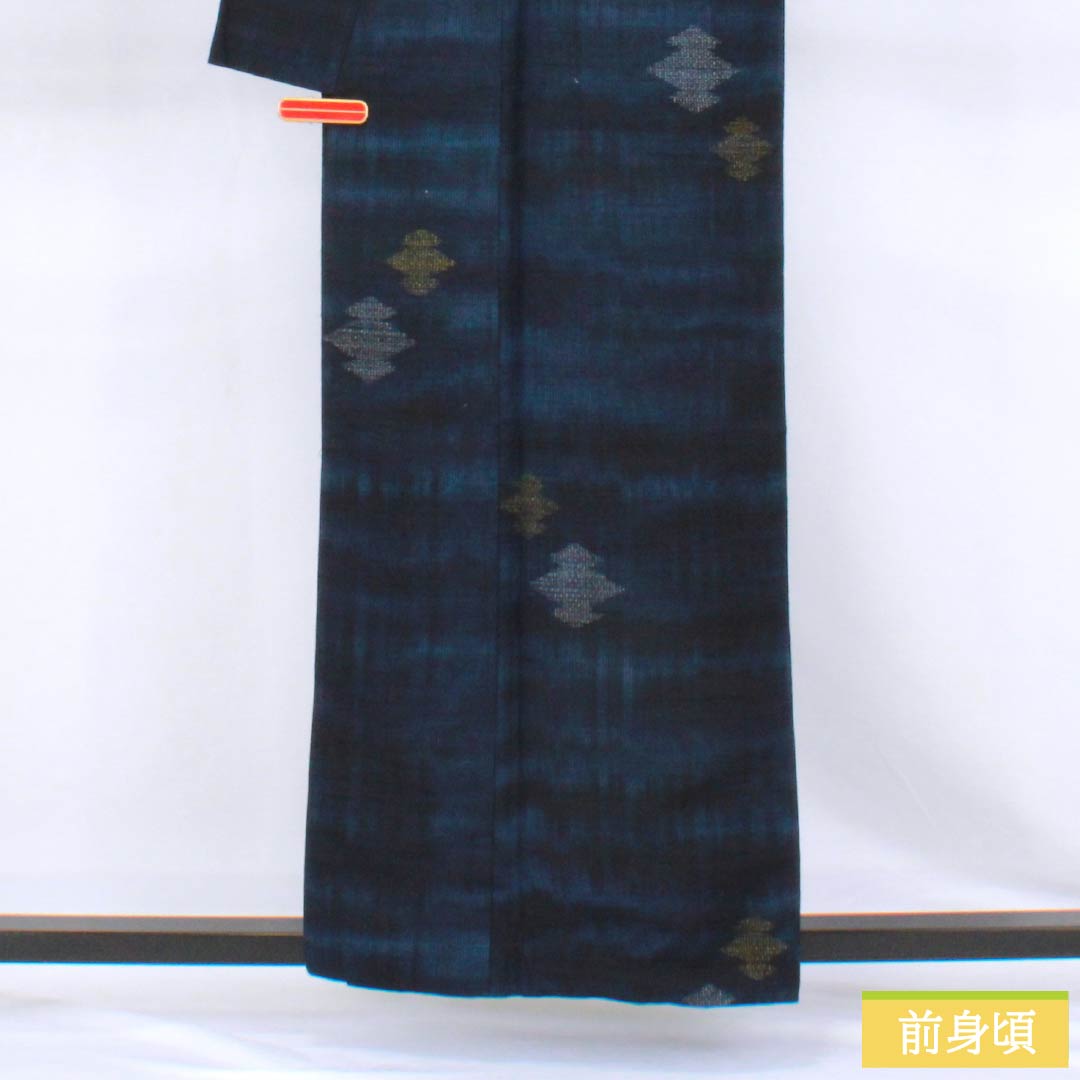 Tsumugi Silk S Rank Length 159cm Sleeve Length 65cm Mawata Tsumugi Matsukawa-bishi Awashe Navy 1116004902318