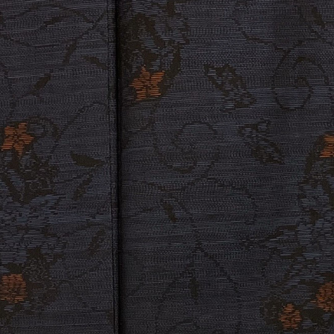Oshima Tsumugi, Length 163.5cm, Sleeve length 67cm, Weft ikat, Floral pattern, Pure silk, S rank, Lined, Navy blue, 1116001142318