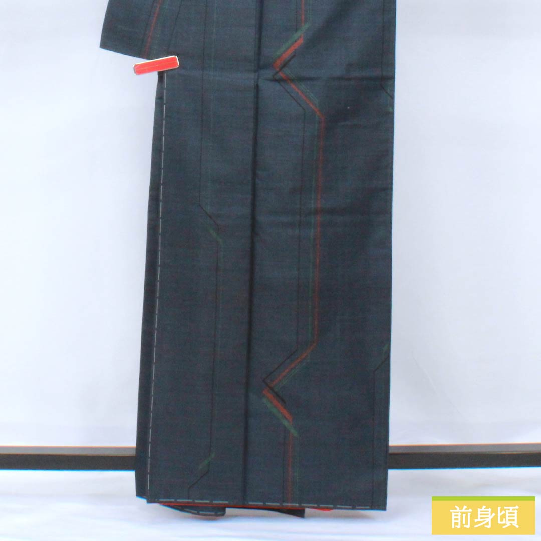 紬 正絹 Bランク 身丈163.5cm 裄丈64cm 紺鉄色（こんてついろ） 大島紬 一元絣 7マルキ 袷 紺系 1116003984418