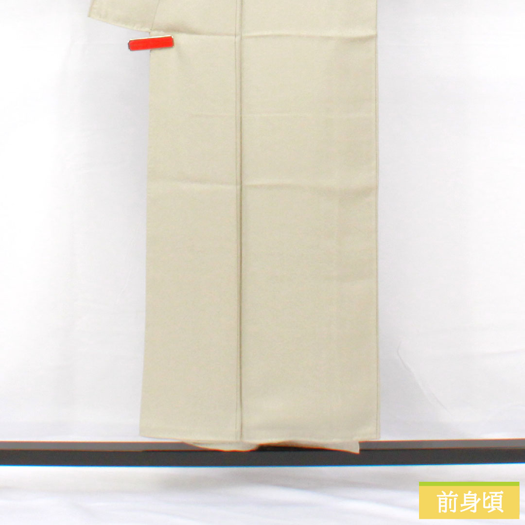 色無地 正絹 身丈150.5cm 裄丈61.5cm 雲井鼠色（くもいねずいろ）綸子 一つ紋 中陰片喰 袷 Sランク グレー系 1114001982122