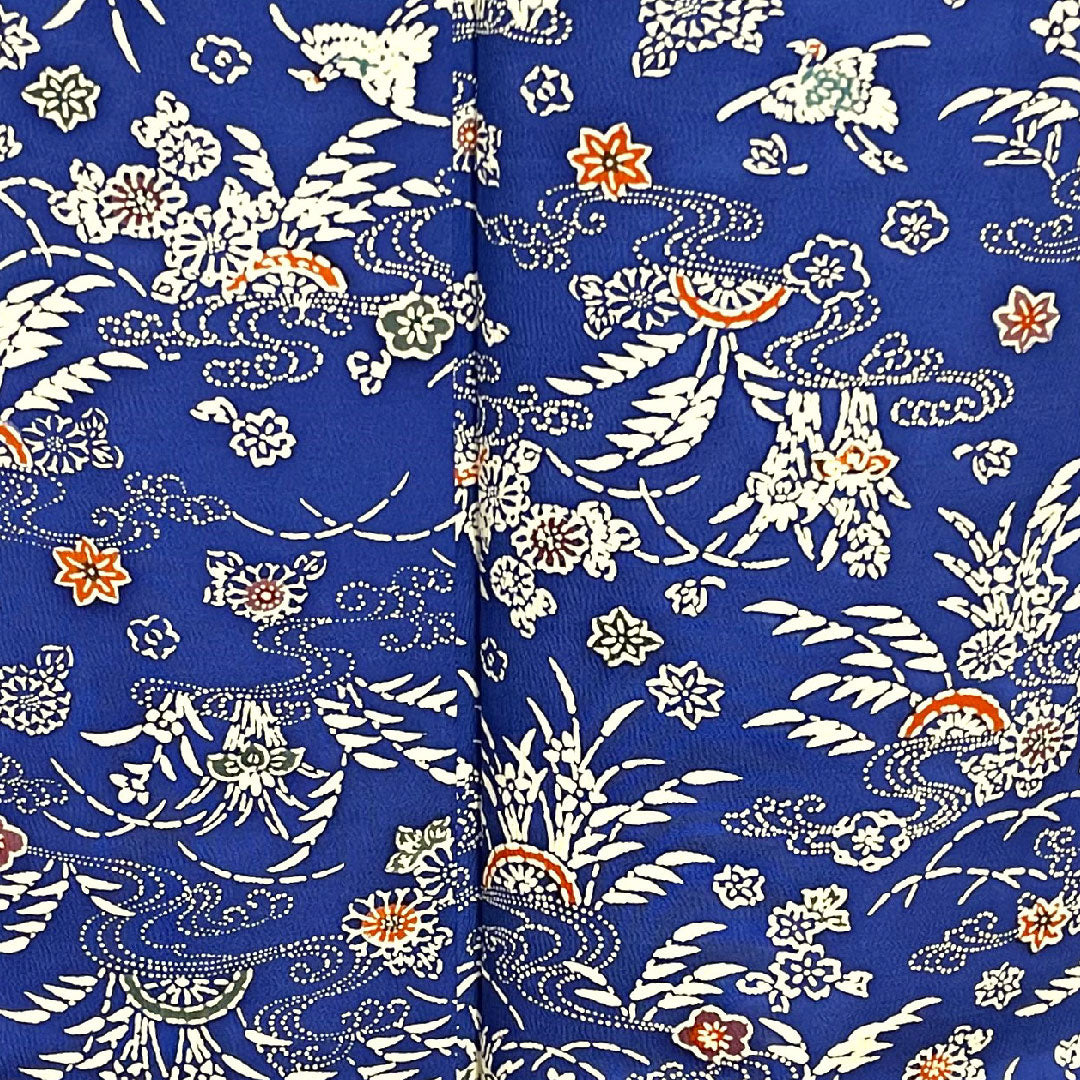 小紋 身丈157.5cm 裄丈61cm 袷  瑠璃紺色 型染 草花模様  正絹 Sランク 青系 1115002202317