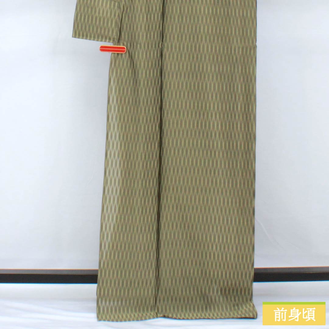 Summer pure silk tsumugi Length 172cm Sleeve length 67cm Dark gray Seki silk fabric Satsuma openwork Honba striped Oshima gauze A rank Green 1132001983619