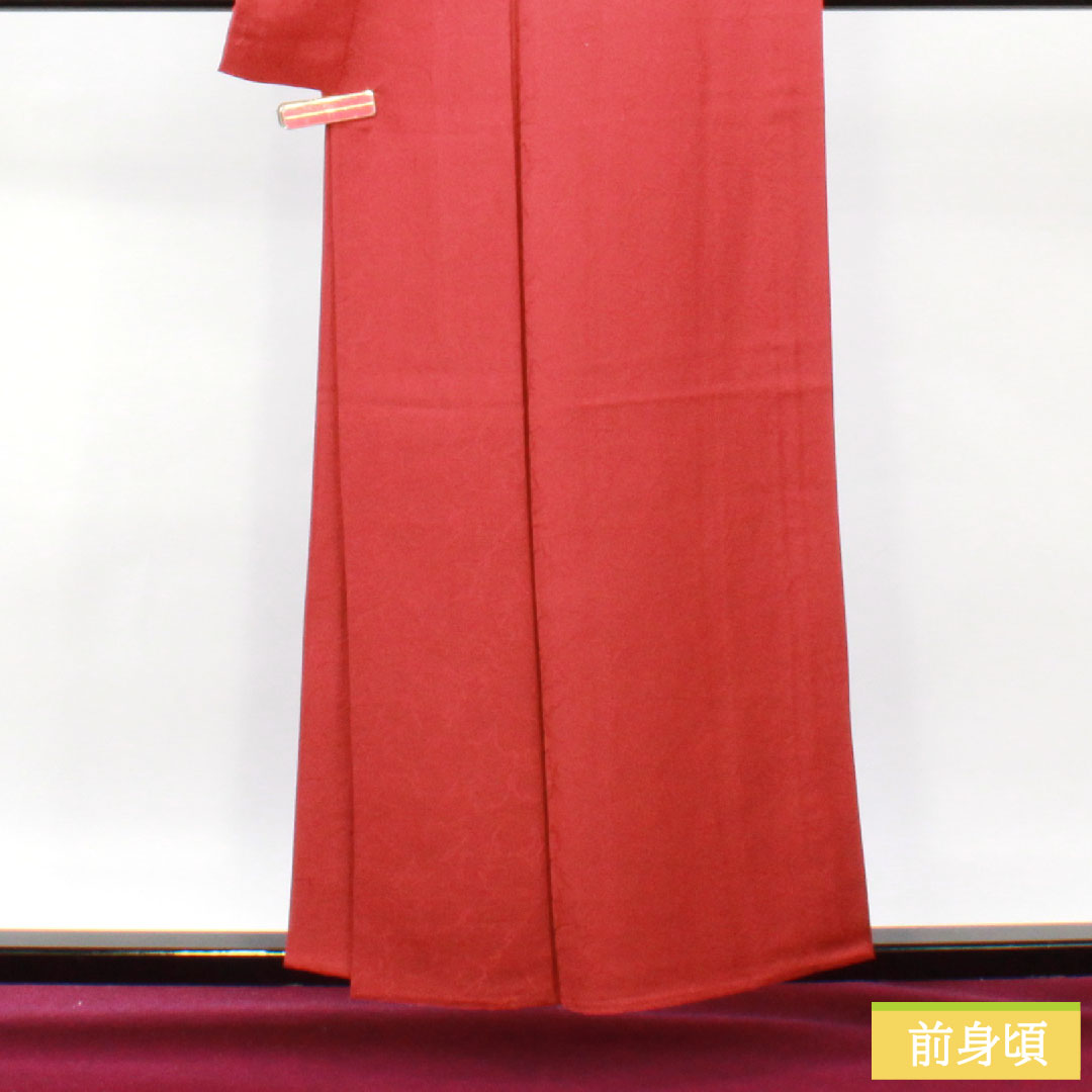 Plain color, pure silk, length 158cm, sleeve length 65.5cm, crimson, leaf pattern, ivy, single layer, A rank, red, 1114001503312