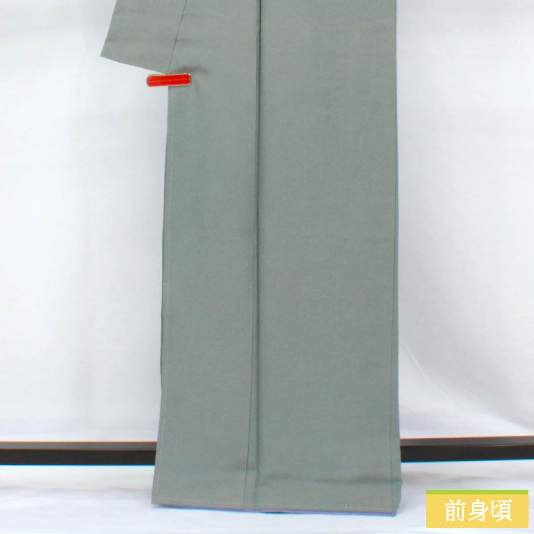 小紋 正絹 身丈165cm 裄丈63cm 袷 沈香茶色（とのちゃいろ） 江戸小紋 一つ紋 丸に違い鷹の羽 鮫小紋 Aランク グレー系 1115005063522