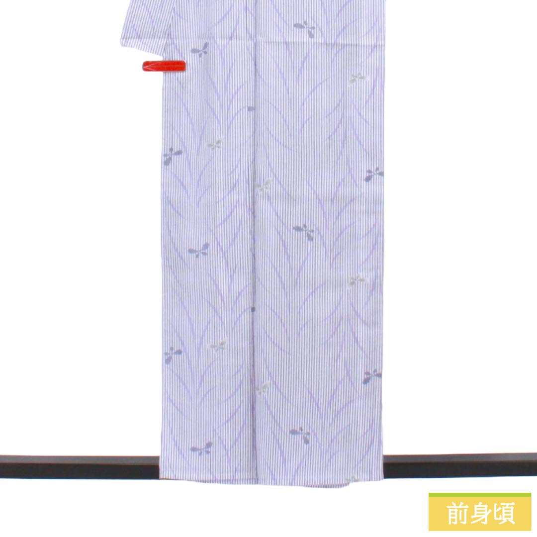 Summer Polyester Komon S-rank length 155.5cm (4ft 11in) Yuki 66cm (2ft 2in) Light Wisteria Dew Shibori Butterfly Washable Kimono Ro Purple System 1132003402320
