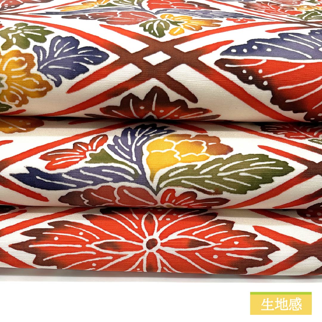 Nagoya obi, stencil dyeing, Bingata-style pattern, connected diamonds, obi length 359cm, pure silk, A rank, full length, casual, white, 1124006573311, Nagoya style