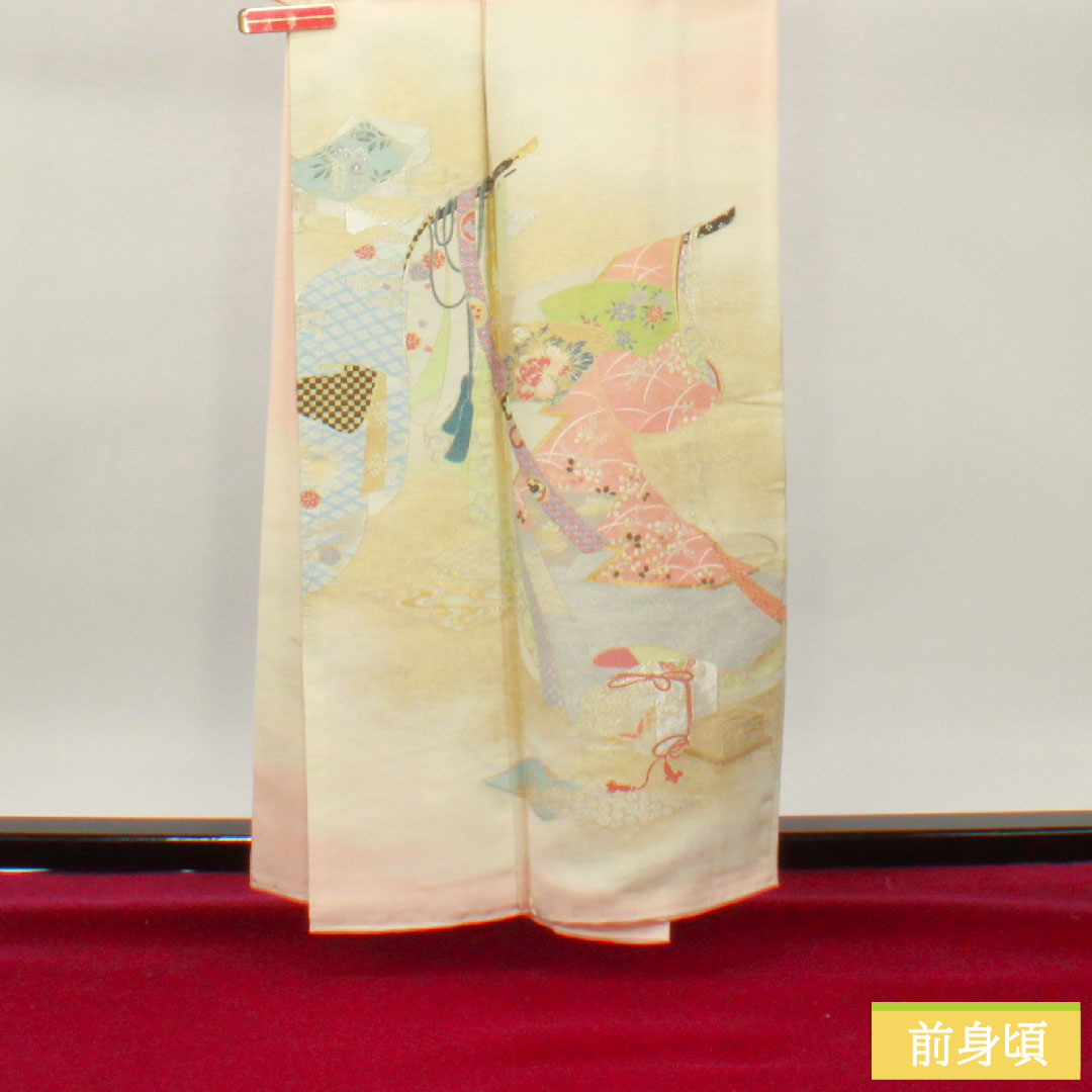 色留袖 正絹 身丈159cm 裄丈63cm 袷 乙女色（おとめいろ） 寿光織 吉祥文様 一つ紋 五三桐 Sランク 一つ紋 ピンク系 1111001292313