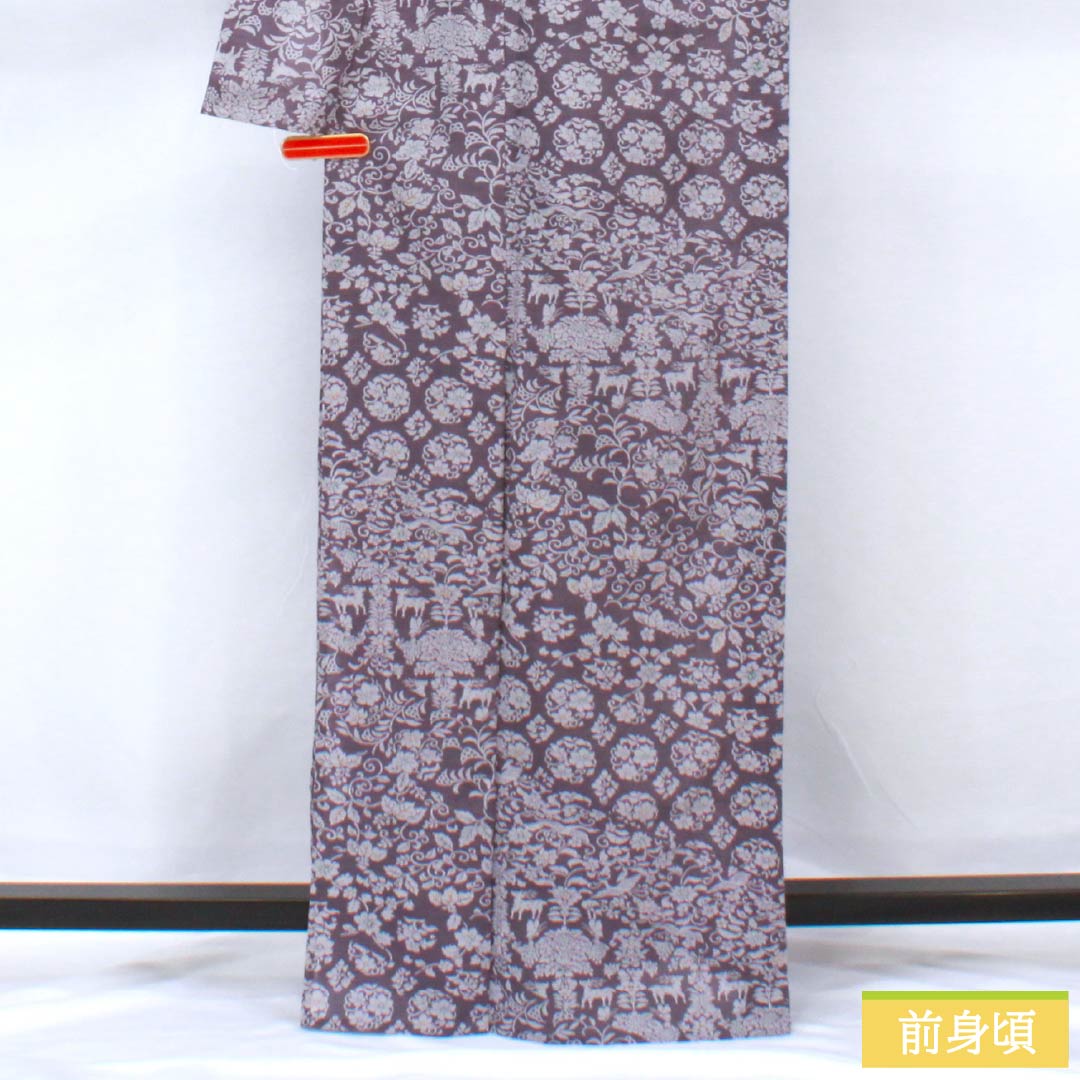 Summer kimono, polyester, small pattern, length 165.5cm, sleeve length 64.5cm, poppy purple, split, chintz pattern, washable kimono, gauze, S rank, purple, 1132002152520