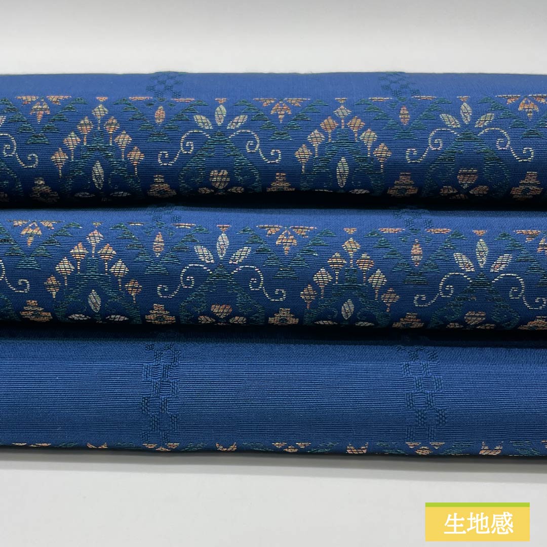 Nagoya Obi, Pure Silk, S-Rank, Indigo Brown, with Cherry Blossom and Hanabishi Patterns, Horizontal Stripes, Length 360cm, Six-Ply, Semi-Formal, Blue, Item Number 1124009082317, Nagoya Style