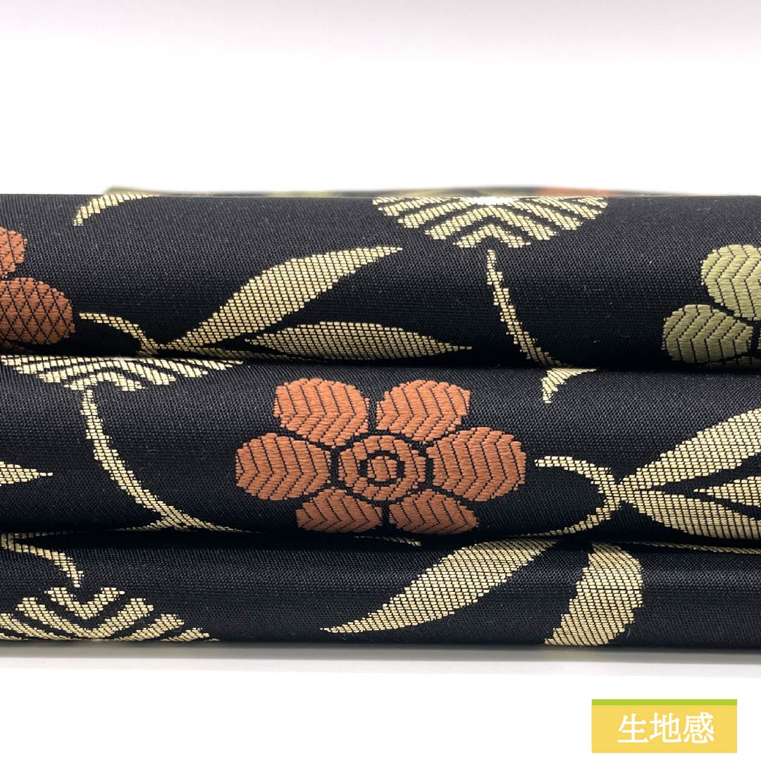 Nagoya Obi, Karahana Pattern, Length 366cm, Pure Silk, S-Rank, Six-Ply, Semi-Formal, Black, 1124008482310, Nagoya Style
