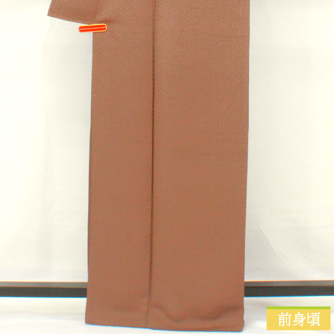 小紋 正絹 身丈167cm 裄丈65.5cm 袷 鼯鼠色（むささびいろ） 幾何学模様 Aランク 茶系 1115004733514