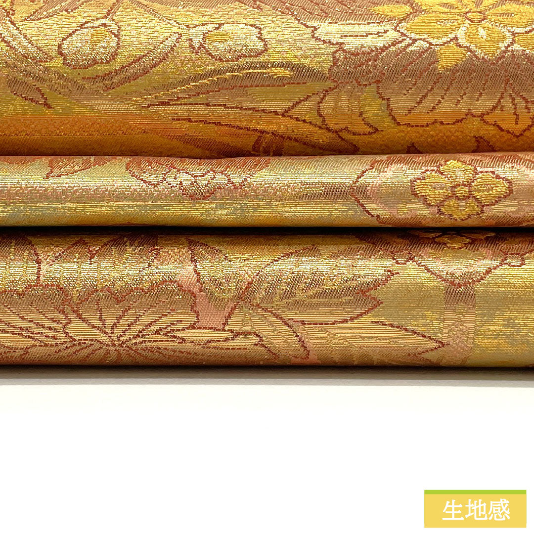 Fukuro Obi (Sash), Pure Silk, S-Rank, Nishijin Weave, Genuine Gold and Silk Leaf, Saijo Reika Design, Length 438cm, Six-Ply, Formal, Gradient Pattern, Product Number: 1123016142399